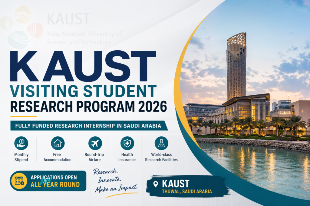 KAUST internship 2026, fully funded internship Saudi Arabia, KAUST VSRP, research internship abroad, scholarships for international students, STEM internships