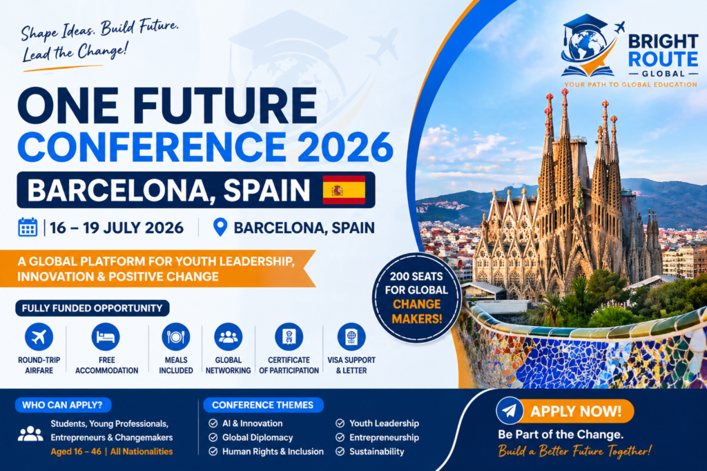 one future conference 2026, fully funded conference spain, youth conference europe 2026, barcelona conference scholarship, international conferences for students, fully funded youth programs europe