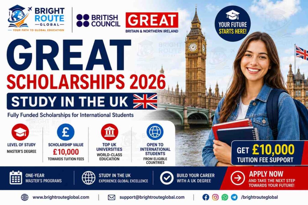 GREAT Scholarships 2026 by British Council for international students