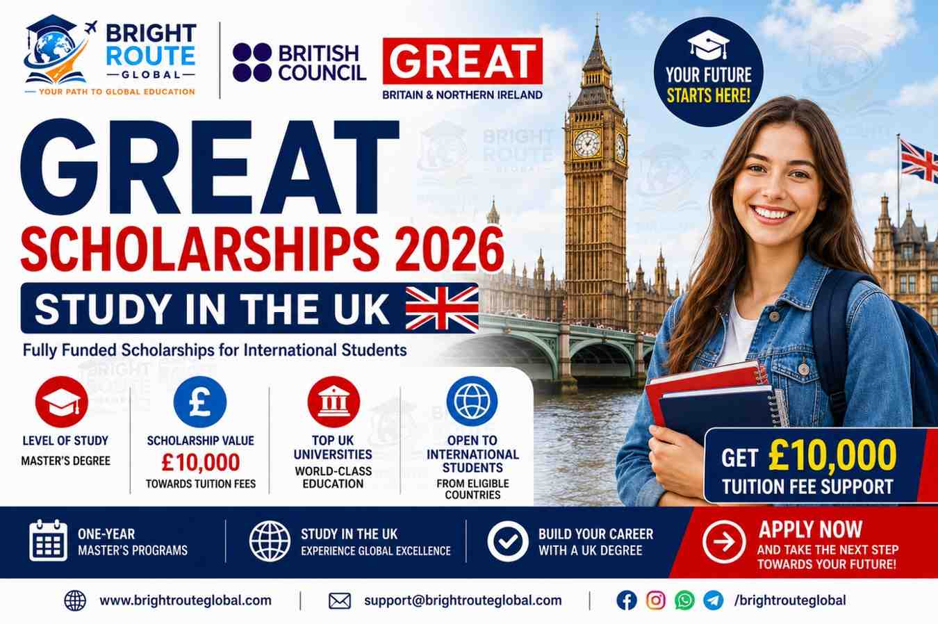 GREAT Scholarships 2026 by British Council for international students