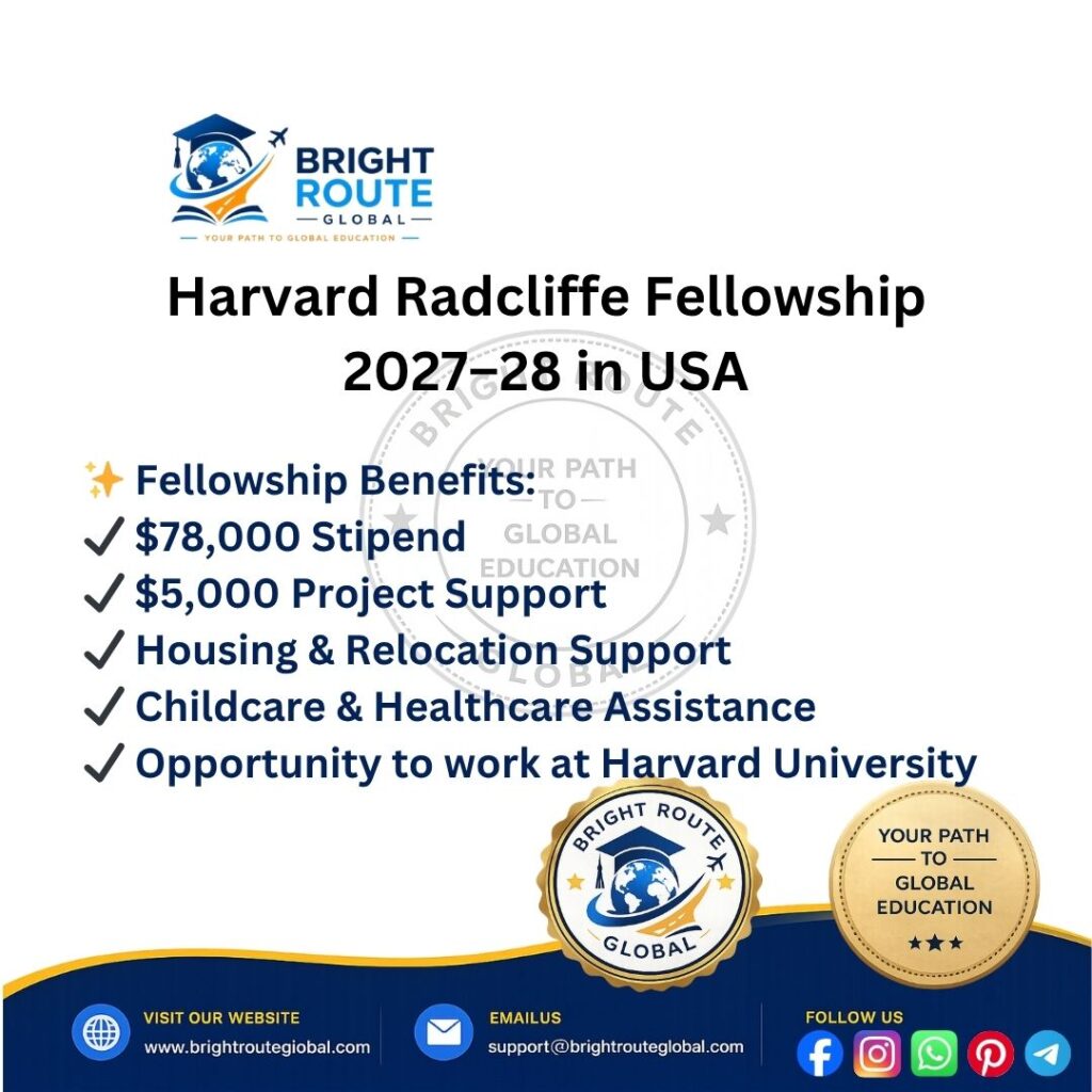 Harvard Radcliffe Institute Fellowship 2027 in USA for international applicants