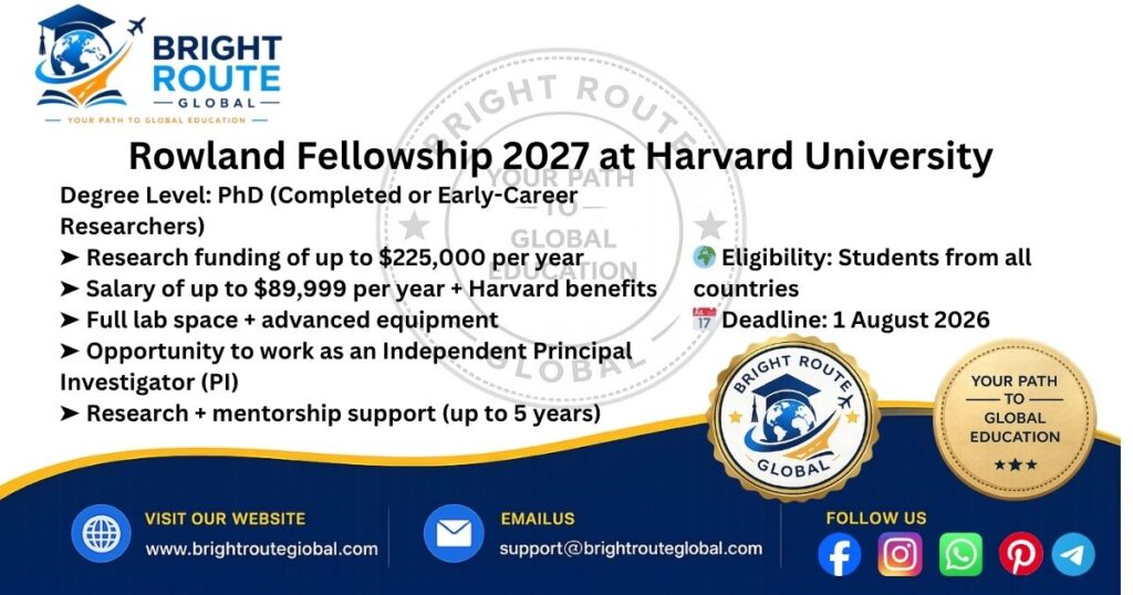 Rowland Fellowship 2027 at Harvard University for International Researchers