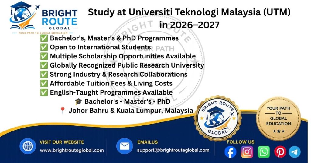 UTM International Admissions 2026–2027 for international students in Malaysia