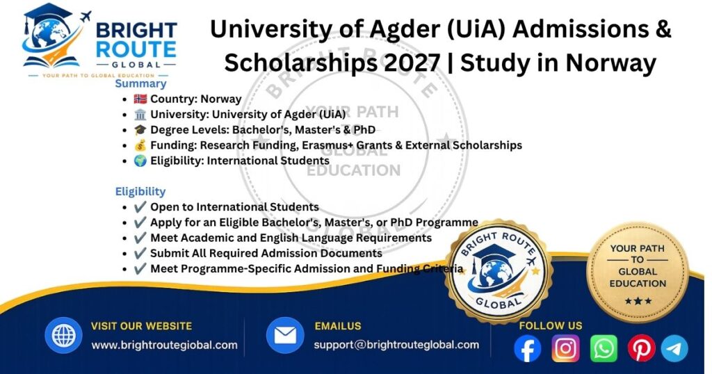 International students studying at the University of Agder in Norway with scholarship and admission opportunities for 2027.