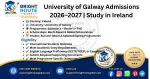 University of Galway campus for international students applying for 2026–2027 admissions.