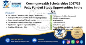 Commonwealth Scholarships 2027/28 for international students to study in the UK