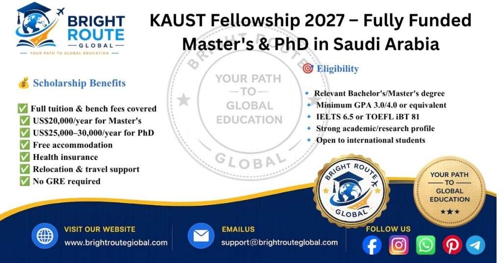 KAUST fully funded Master's and PhD scholarship 2027 in Saudi Arabia