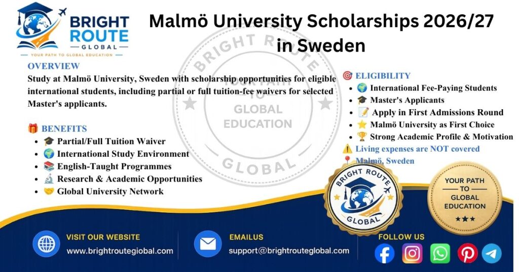 Malmö University scholarships for international students in Sweden
