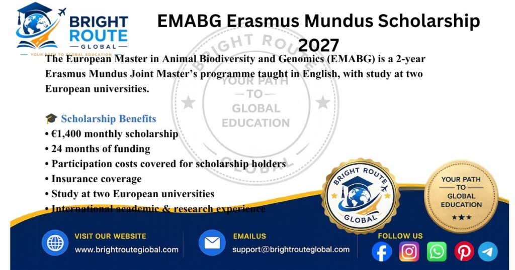 EMABG Erasmus Mundus Joint Master in Animal Biodiversity and Genomics 2027