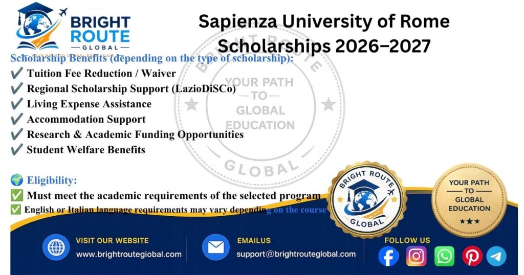 Sapienza University of Rome scholarships 2026–2027 for international students in Italy