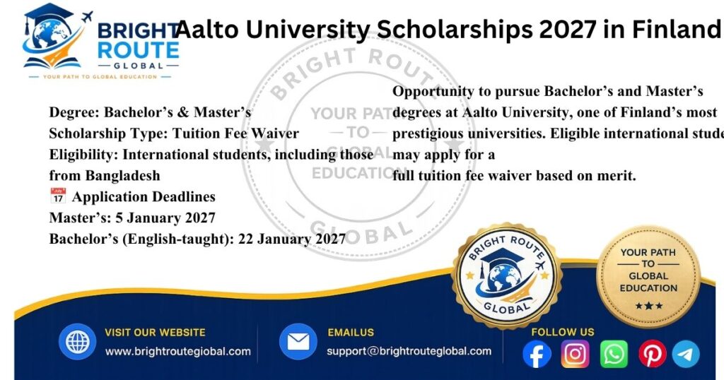 Aalto University Scholarships 2027 for international bachelor's and master's students in Finland