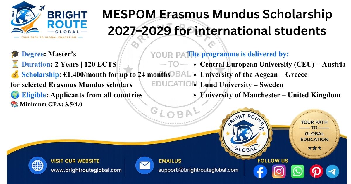 MESPOM Erasmus Mundus Scholarship 2027–2029