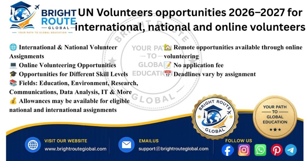 UN Volunteers opportunities 2026–2027 for international, national and online volunteers